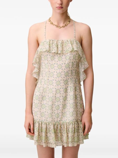Claudie Pierlot ruffled-trim printed dress - Neutrals