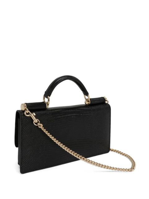 Dolce & Gabbana mini Sicily iguana-print leather bag - Black