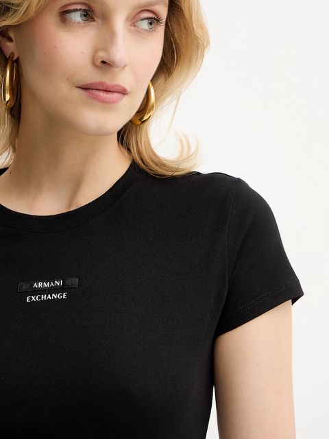 Armani Exchange t-shirt bawełniany damski kolor czarny XW001369 AF10356