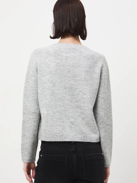 Medicine kardigan z domieszką wełny damski kolor szary lekki