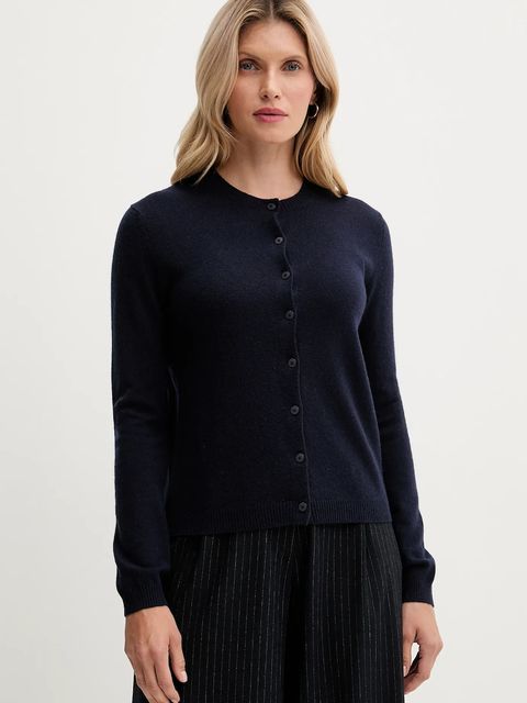 United Colors of Benetton kardigan z dodatkiem wełny damski kolor granatowy lekki 102HD502B - zdjęcie produktu nr 1