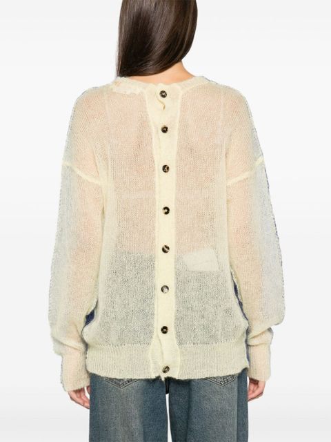 Marni logo-embroidered cardigan - Blue