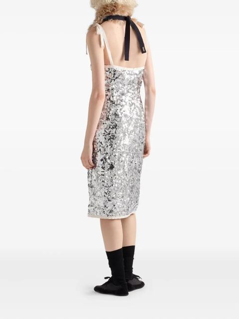 Prada ribbon-strap sequinned dress - Silver - zdjęcie produktu nr 2