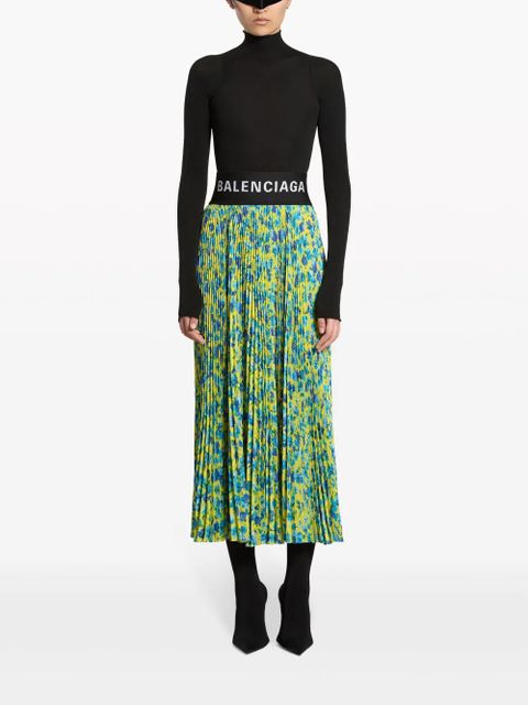 Balenciaga floral-print pleated midi skirt - Blue