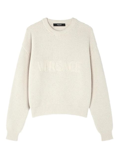 Versace textured-logo sweater - White - zdjęcie produktu nr 1
