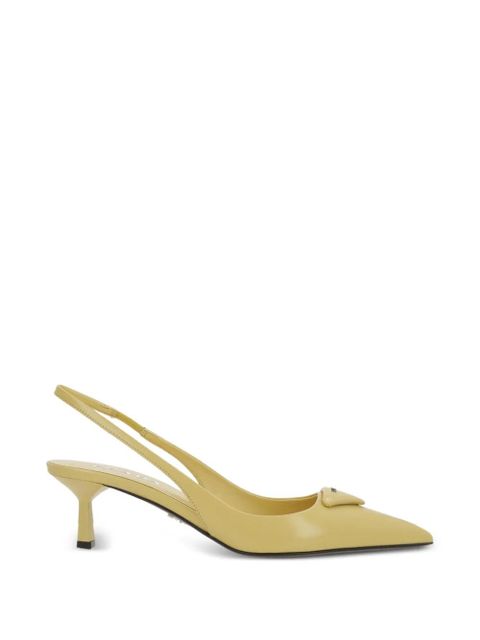 Prada triangle-logo leather pumps - Yellow - zdjęcie produktu nr 1