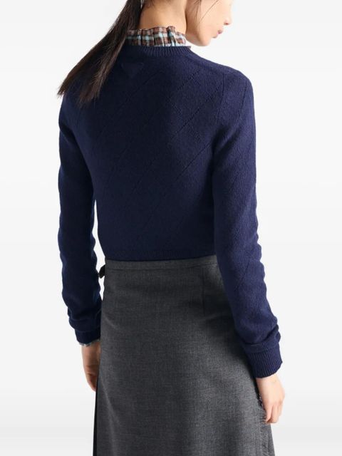 Prada open-weave crew-neck sweater - Blue