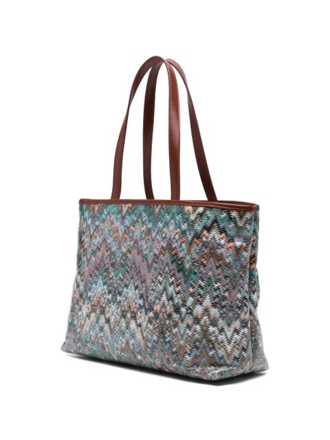 Missoni large zigzag handle tote bag - Blue