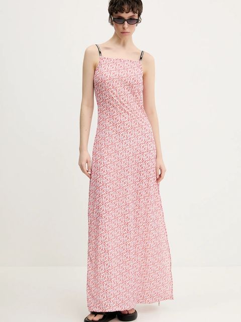 Karl Lagerfeld Jeans sukienka kolor różowy maxi rozkloszowana A2W13029