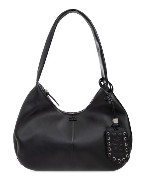 GANNI tonal-logo plaque shoulder bag - Black - zdjęcie produktu nr 1