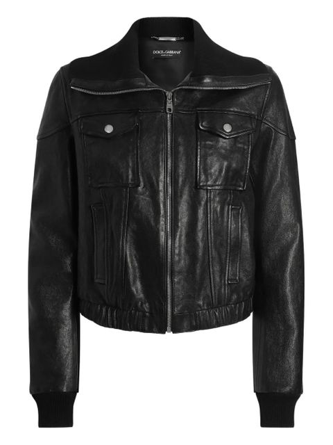 Dolce & Gabbana bomber-style leather jacket - Black - zdjęcie produktu nr 1