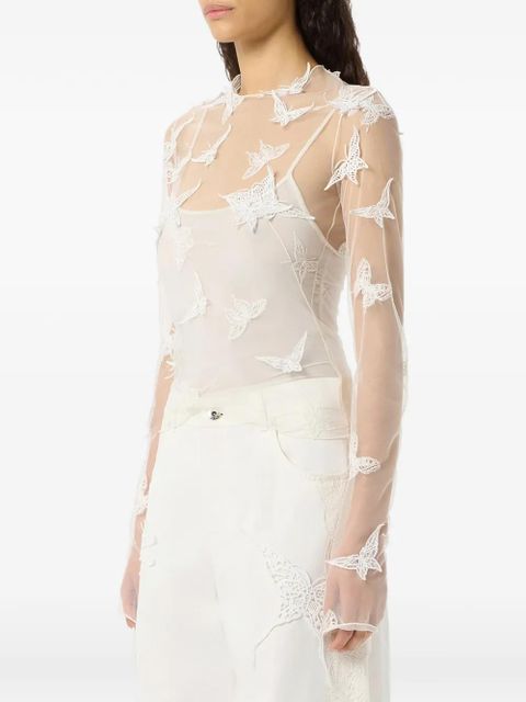 Blumarine embroidered-inserts blouse - White