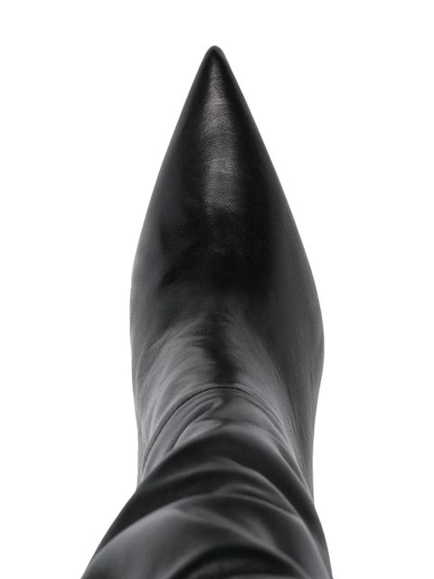 Amina Muaddi Olivia thigh-high leather boots - Black - zdjęcie produktu nr 2