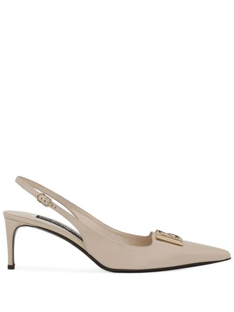 Dolce & Gabbana 60mm logo-plaque slingback pumps - Neutrals - zdjęcie produktu nr 1
