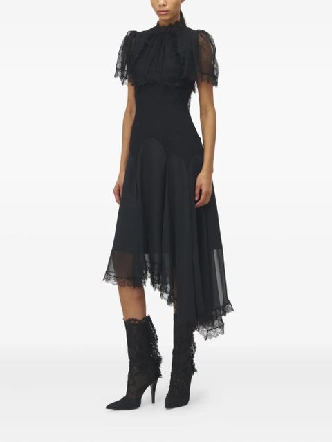 Alexander McQueen lace ruffled midi dress - Black