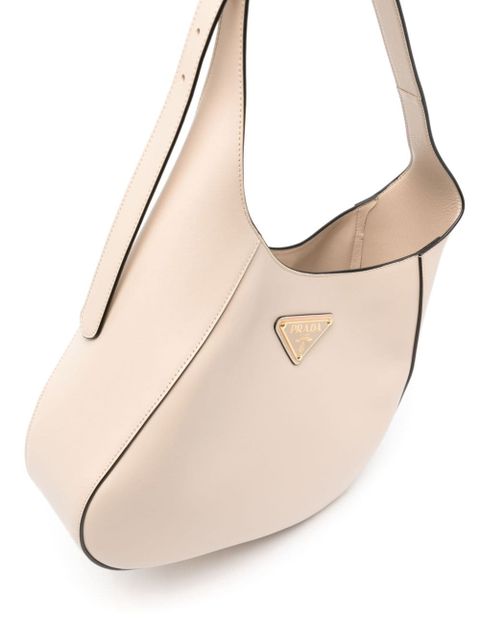 Prada triangle-logo leather shoulder bag - Neutrals