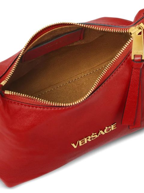 Versace Tag logo-plaque leather shoulder bag - Red