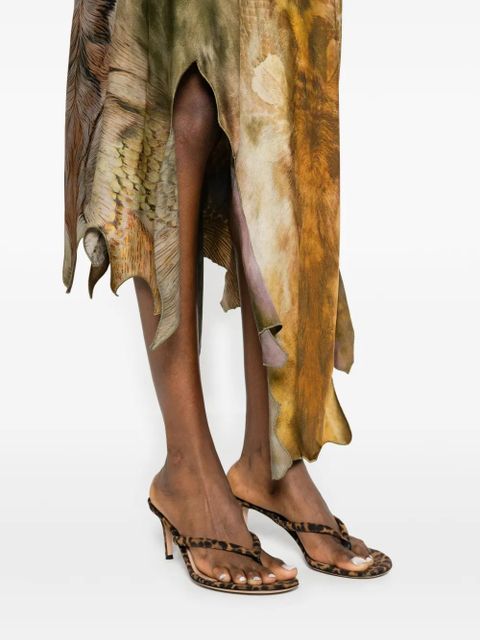 Diesel asymmetric animal-print skirt - Green