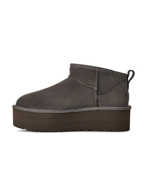 UGG śniegowce zamszowe Classic Ultra Mini Platform kolor szary 1135092.CHRC