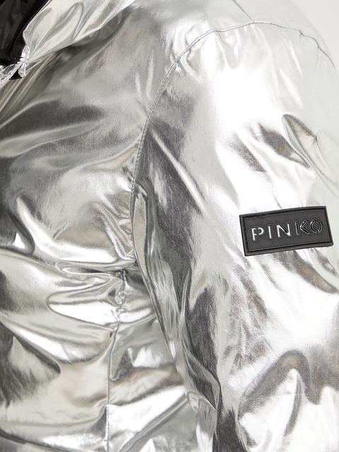 Pinko kurtka kolor srebrny zimowa 106019 A2ZD