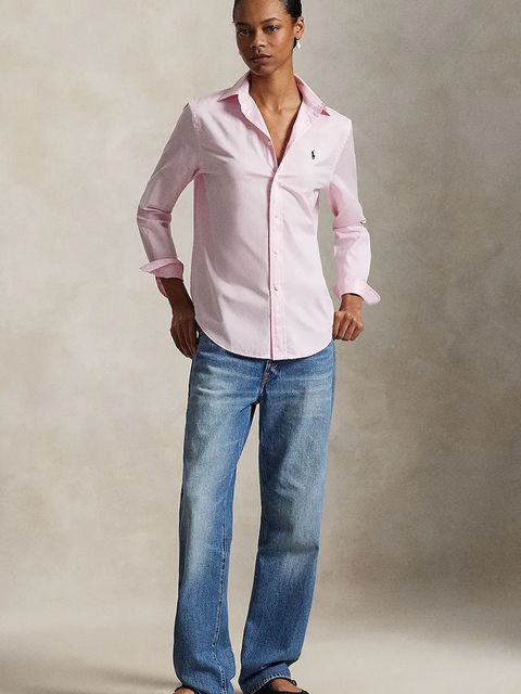 Polo Ralph Lauren koszula bawełniana damska kolor różowy regular z kołnierzykiem klasycznym 211A92177