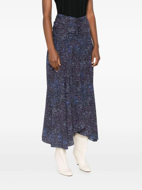 ISABEL MARANT Syana gathered-print skirt - Blue