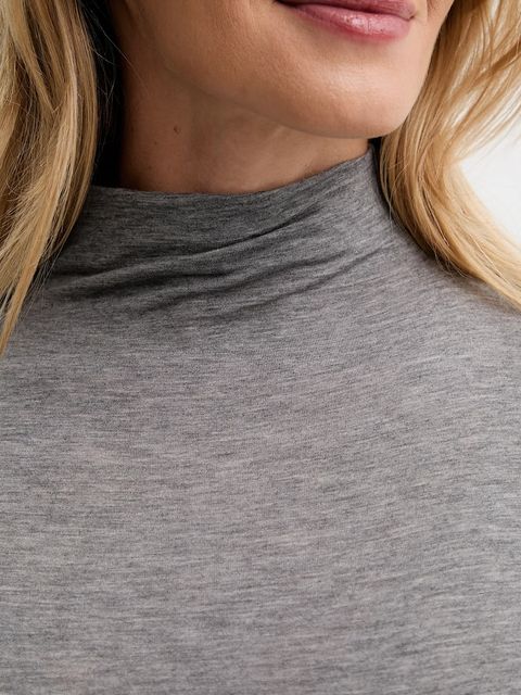 Calvin Klein longsleeve z dodatkiem wełny kolor szary z półgolfem LV044D239G