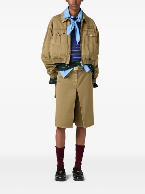 Miu Miu garment-dyed cotton bomber jacket - Green - zdjęcie produktu nr 2