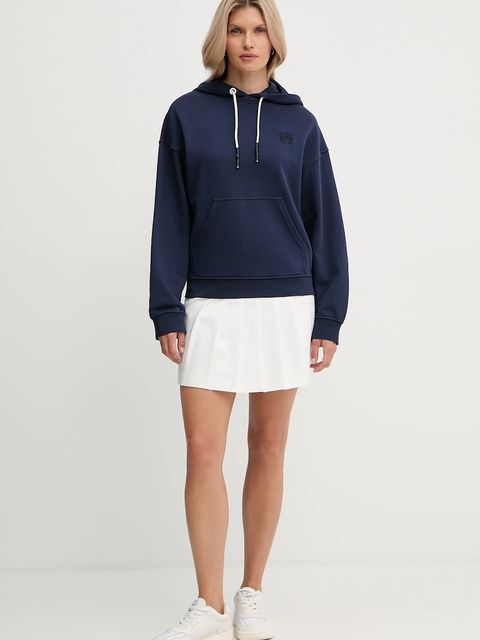 Pinko bluza bawełniana damska kolor granatowy z kapturem gładka 105507 A2RB - zdjęcie produktu nr 2