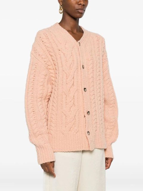 Nanushka cable-knit button cardigan - Pink