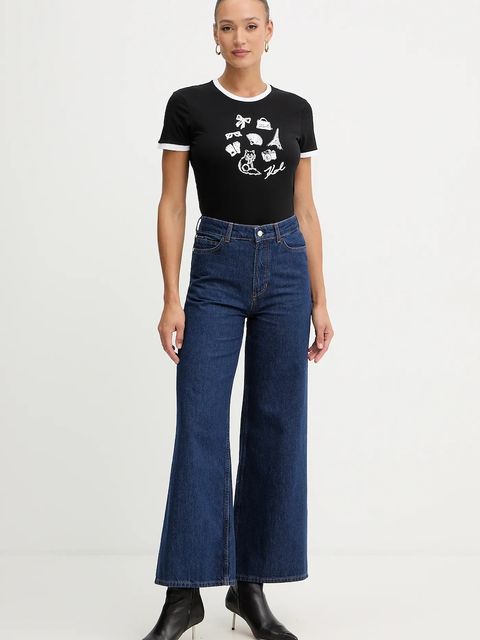 Karl Lagerfeld t-shirt bawełniany damski kolor czarny B1W17027