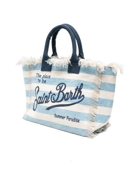 MC2 Saint Barth Vanity striped fringe tote bag - Blue