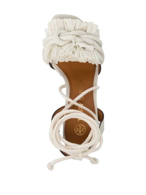 Tory Burch rope-design mid-heeled sandals - White