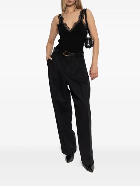 Blumarine lace-trimmed ribbed top - Black - zdjęcie produktu nr 2