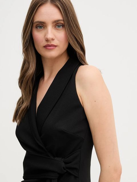 Sandro Ferrone sukienka kolor czarny midi dopasowana S18XBESAY