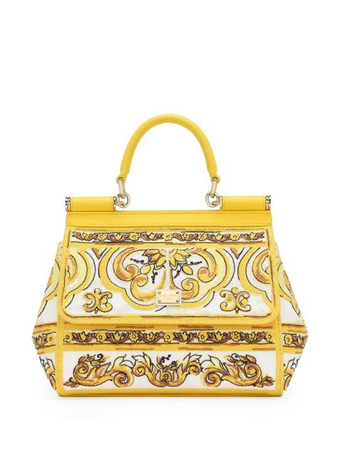 Dolce & Gabbana nedium Sicily leather tote bag - Yellow - zdjęcie produktu nr 1