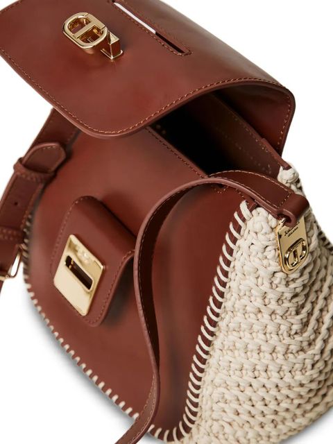 TWINSET panelled leather shoulder bag - Brown