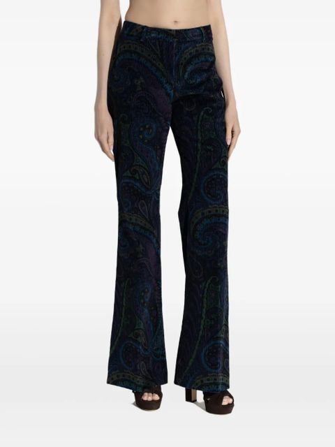ETRO paisley-print flared trousers - Blue