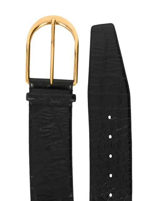 Saint Laurent crocodile-embossed buckle belt - Black - zdjęcie produktu nr 2