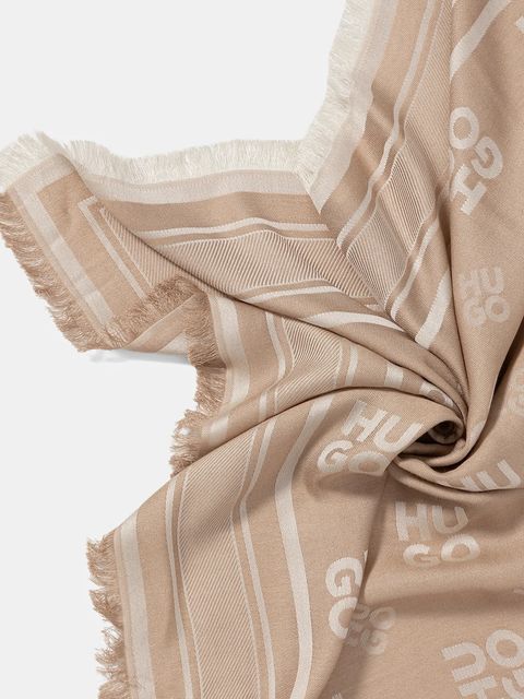 HUGO chusta damska kolor beżowy wzorzysta 50517684 - zdjęcie produktu nr 2