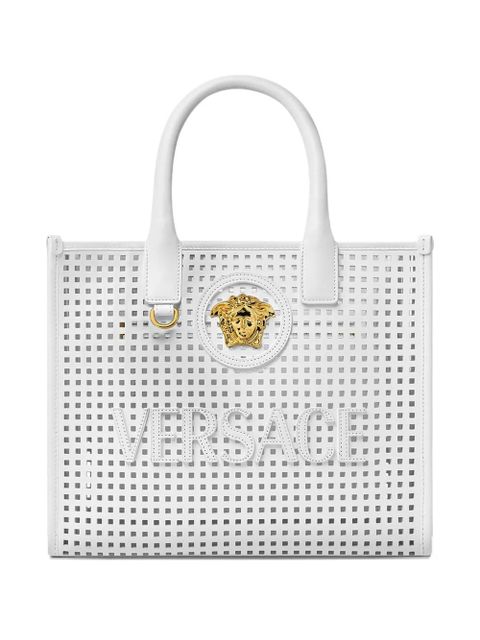 Versace small medusa-plaque perforated tote bag - White - zdjęcie produktu nr 1