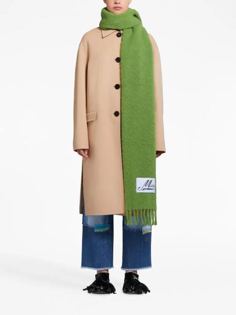 Marni logo-patch alpaca wool-blend scarf - Green