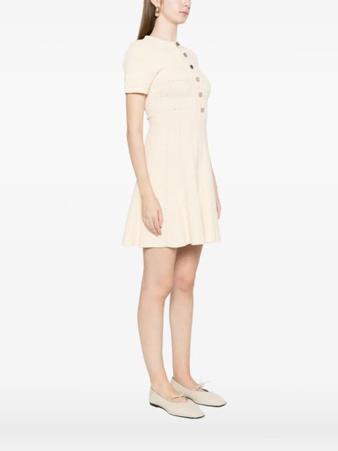 SANDRO button knitted mini dress - Neutrals