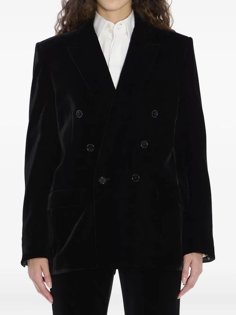 Saint Laurent Cassandre double-breasted velvet jacket - 1000|Black - zdjęcie produktu nr 1