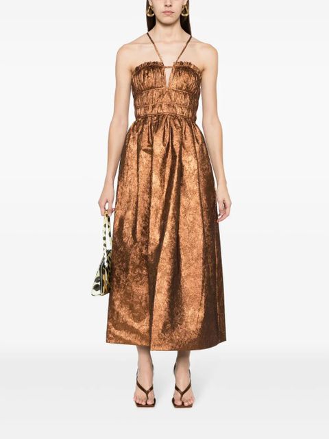 Ulla Johnson Seraphina halterneck taffeta midi dress - Brown - zdjęcie produktu nr 2