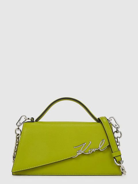 Karl Lagerfeld torebka skórzana K/SIGNATURE kolor zielony A1W30458 - zdjęcie produktu nr 1