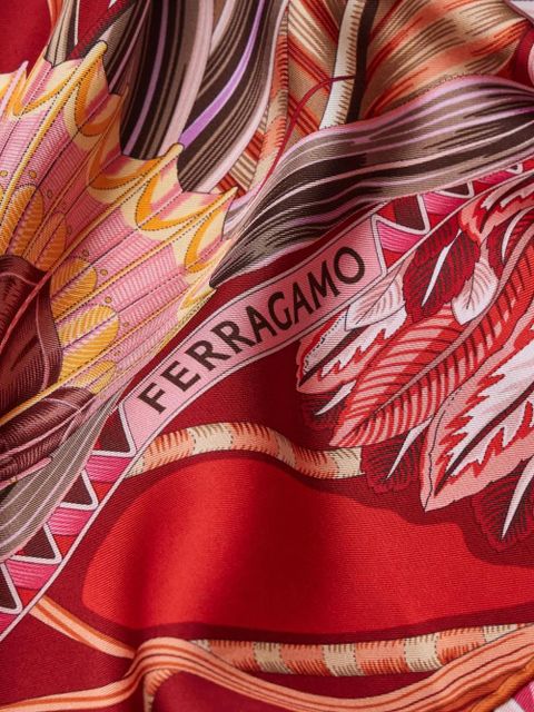 Ferragamo graphic-print silk scarf - Red