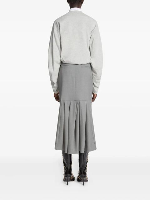 DRIES VAN NOTEN pleated tailored midi skirt - Grey
