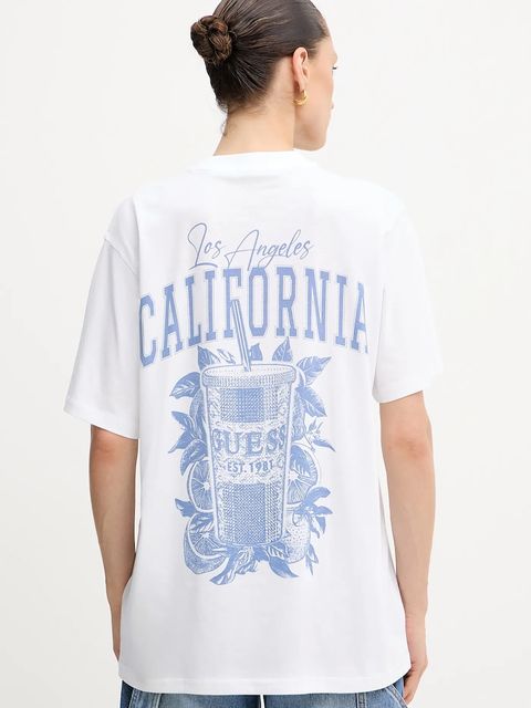 Guess t-shirt bawełniany damski kolor biały W5YI10 JA914 - zdjęcie produktu nr 1