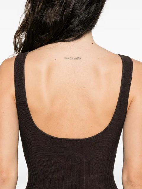 STAUD Ellison pleated-ribbed midi dress - Brown